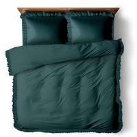 Komplet Pościeli 200x220 3-częściowy zielony z falbanką Bawełna