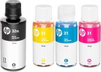 ZESTAW TUSZY HP 31 32XL CMYK 3x70ML + 1x 135ML GT52 GT53XL