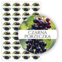 NAKLEJKI porzeczkowe CZARNA PORZECZKA przetwory słoik sok dżem 24szt.