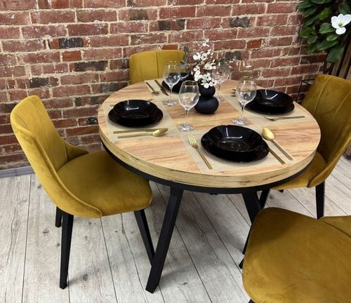 Stół okrągły 100 rozkładany do 200 cm LOFT metalowe nogi gruby blat na Arena.pl