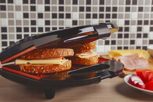 OPIEKACZ CERAMICZNY TOSTER 750W Czarny 2 KANAPKI NIEPRZYWIERAJĄCA na Arena.pl