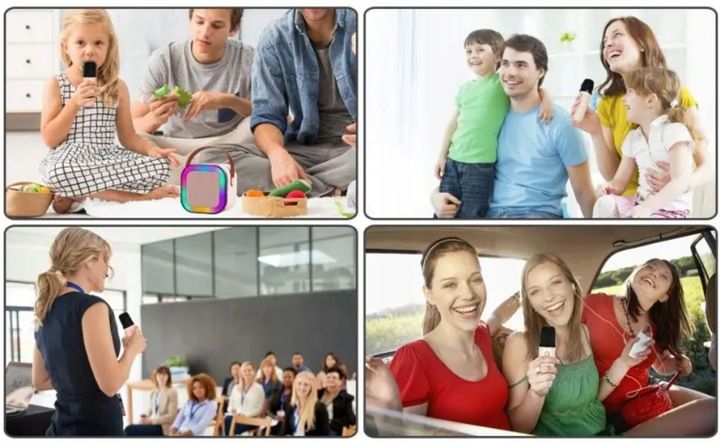 GŁOŚNIK BLUETOOTH PRZENOŚNY KARAOKE RGB 2 MIKROFONY USB SD MINI JACK zdjęcie 5