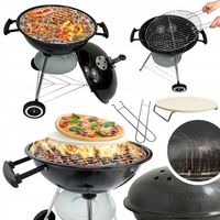 GRILL OGRODOWY WĘGLOWY RUSZT POKRYWA KAMIEŃ NA PIZZĘ + 4x MATA BBQ 1001