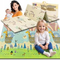 MATA PIANKOWA EDUKACYJNA SKŁADANA DLA DZIECI DUŻA MISIE BALONY 180x200