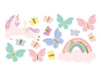 Tatuaże zmywalne Jednorożec Motylki 15szt