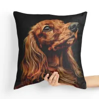 Poduszka Jamnik - Ręcznie Wykonana z Mikrofazy i Minky Tył poduszki: - Błękitny