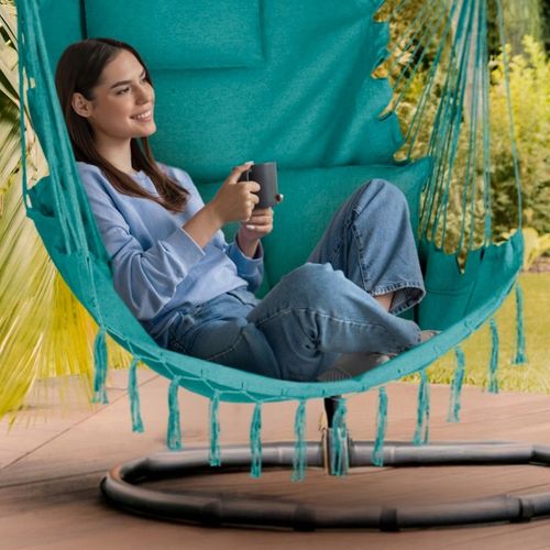 FOTEL WISZĄCY KRZESŁO BRAZYLIJSKE HUŚTAWKA HAMAK BOHO FRĘDZLE OUTTEC na Arena.pl