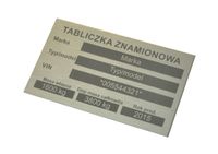 Odtworzenie, wykonanie tabliczki znamionowej ze szczotkowanego alu.