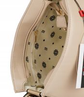 MONNARI Torebka na ramię LISTONOSZKA Pojemna PASEK LOGO PREMIUM Beżowa