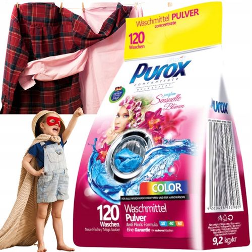 Proszek do prania Purox Clovin kolor kolorów 9,2 kg perfumowany 120 na Arena.pl
