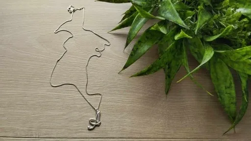 Naszyjnik srebrny z LITERKĄ A łańcuszek pancerka pudełko 45 cm zdjęcie 6