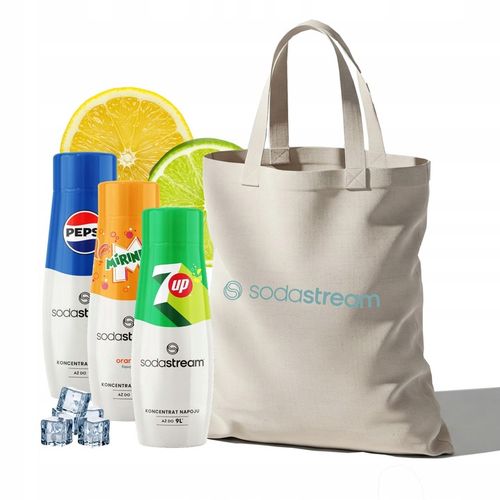 Zestaw Syrop koncentrat SodaStream Pepsi, Mirinda, 7Up 3x440 ml + Torba na Arena.pl