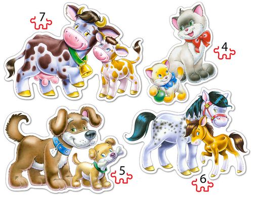 Puzzle 4w1 4,5,6,7-elementów Animals with Babies na Arena.pl