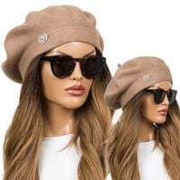 BERET ELEGANCKI ZIMOWY CIEPŁY CZAPKA DAMSKA PODWÓJY MATERIAŁ PREMIUM