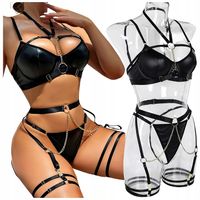 SEKSOWNA BIELIZNA Damska KOMPLET BIELIZNY SEXY 4-CZĘŚCI + OPASKA GRATIS S