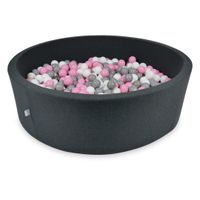 Suchy basen 130x40cm grafitowy z piłeczkami 700szt (pudrowo różowe, szare, białe)