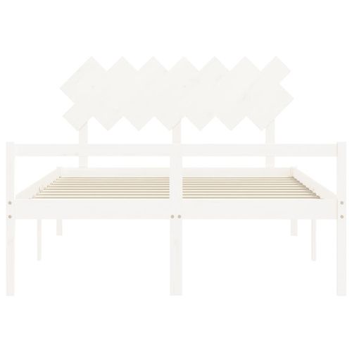 Łóżko dla seniora, z wezgłowiem, białe, 140x200 cm, lite drewno na Arena.pl