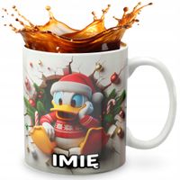 KUBEK 330ml Z GRAFIKĄ PREZENT NA ŚWIĘTA WZORY - KACZOR DON.ALD BAJKA + IMIĘ