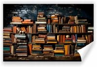 Fototapeta PREMIUM STRUKTURA ZMYWALANA Półka wypełniona starymi książkami