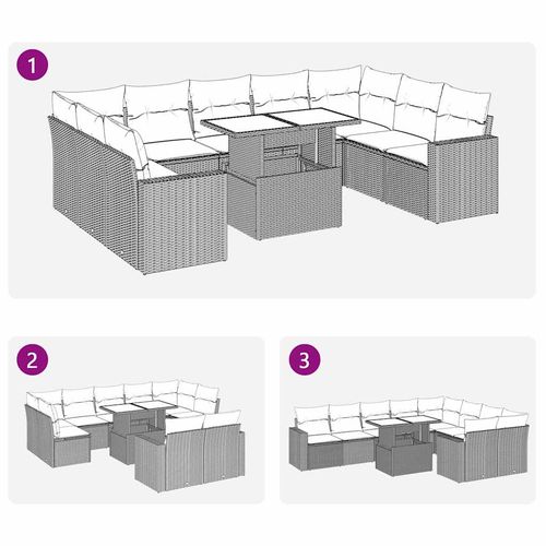 10-cz. zestaw mebli ogrodowych z poduszkami, beżowy, polirattan na Arena.pl