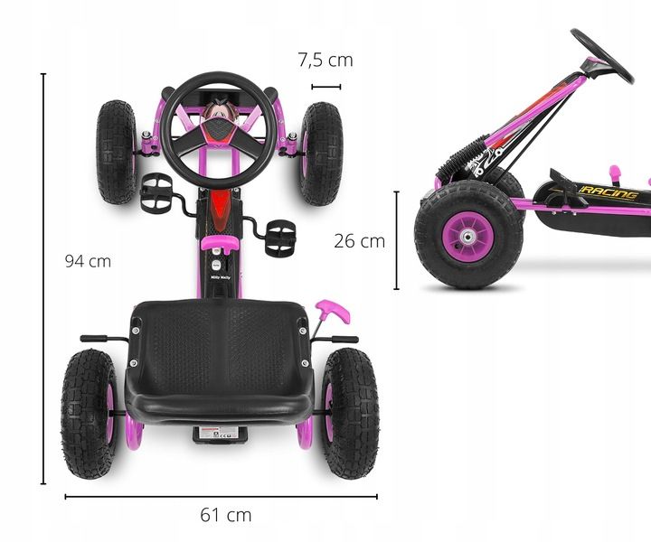Gokart na pedały Milly Mally Thor Pink zdjęcie 9