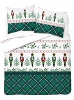 Pościel flanelowa 160x200cm. Flanela bawełniana gruba - świąteczna zielona