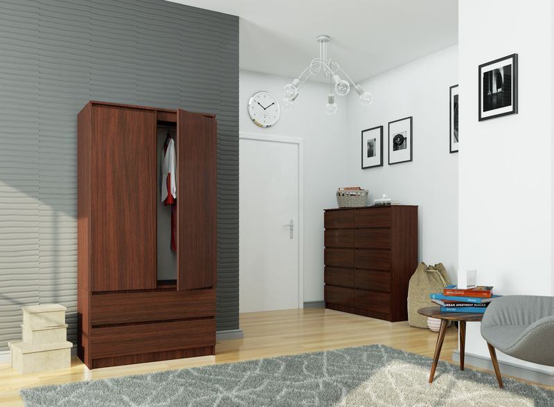 SZAFA S 90 cm 2 DRZWI 2 SZUFLADY WENGE zdjęcie 6