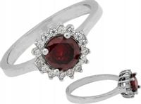 Pierścionek srebrny 925 z czerwonym oczkiem na prezent/zaręczyny r16 modny