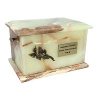 Kamienna urna na prochy Naturalny zielony onyks / Plakietka