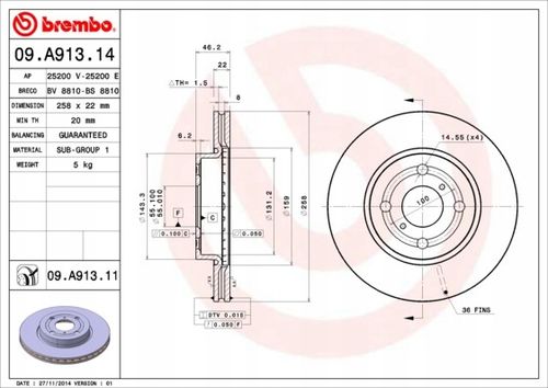 TARCZA HAM PRZOD 258X22 V BREMBO na Arena.pl