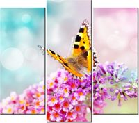 90 80CM OBRAZ T3 ELEM MOTYL KWIATKACH DRUK ŚCIENNY