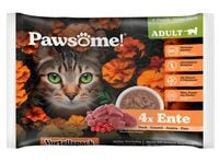 Naturalna karma dla kotów bez cukru i zbóż - Pawsome z kaczką w sosie 4x85g