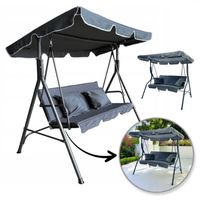 huśtawka ogrodowa 3-osobowa z baldachimem i 2 poduszkami, grafitowa ho01