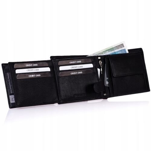 SEPHER Portfel Skórzany męski CZARNY piozomy SKÓRA na Arena.pl