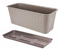 Skrzynka balkonowa doniczka prostokątna podłużna z podstawką 40cm karmelowa