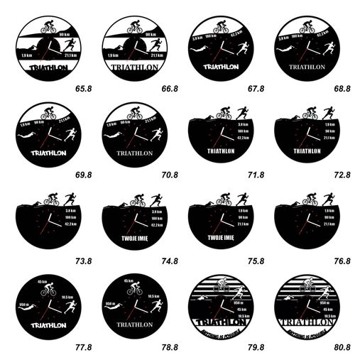 Zegar Ścienny z płyty winylowej na lustrze TRIATHLON - 1 41 wzorów 29x59 cm na Arena.pl