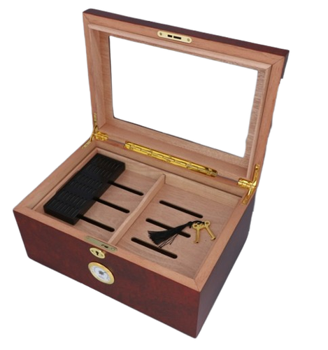 Humidor z Drewna Cedrowego Przeszklona Pokrywa Zamek z Kluczykiem na Arena.pl