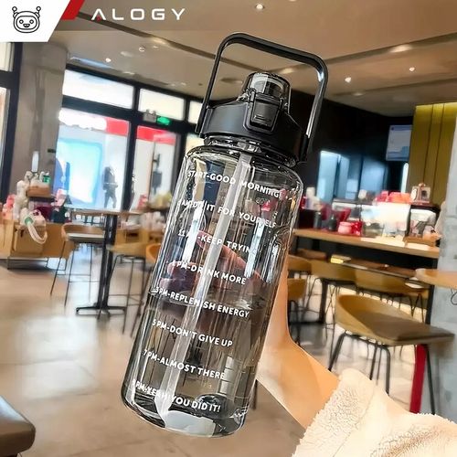 Butelka Bidon ze Słomką 2L na Wodę do Picia Motywacyjna z Przypomnieniem na Arena.pl