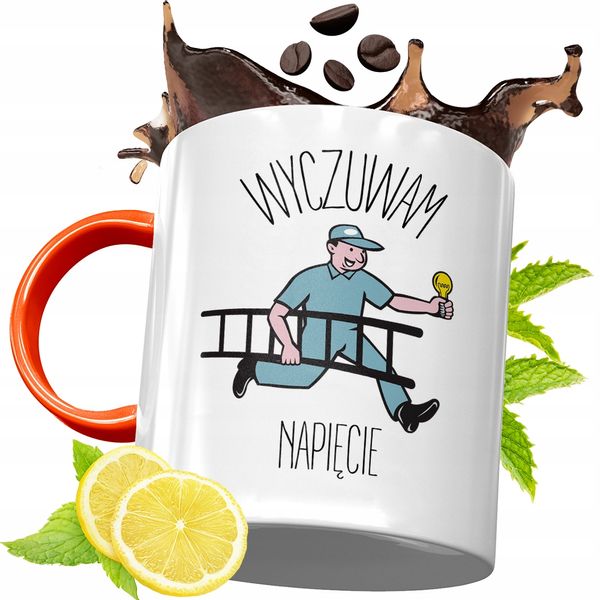 Kubek Pomarańczowy Dla Elektryka Idealny Prezent Z Nadrukiem Ze Zdjęciem zdjęcie 1