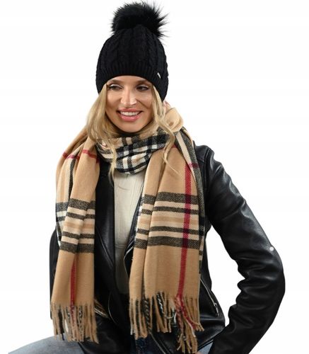 Czapka damska zimowa Ciepła dwuwarstwowa z polarem Pompon POLSKA Produkcja na Arena.pl