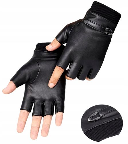 Czarne Skórzane Mitenki Męskie na Arena.pl