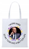 Donald Tusk Platforma Torba Eco Biała Shopper Z Nadrukiem Ze Zdjęciem