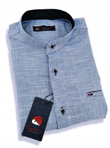 KOSZULA MĘSKA BŁĘKITNA KRÓTKI RĘKAW SIGN 1754 STÓJKA M 39/40 na Arena.pl