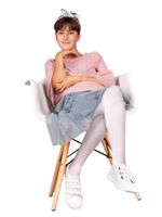 Rajstopy dziecięce mikrofibra białe ze wzorem waflowym 80 DEN 152-158