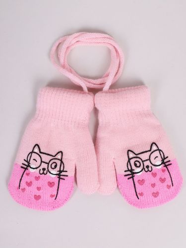 Rękawiczki dziewczęce jednopalczaste ze sznurkiem z kotkiem 10 cm YOCLUB na Arena.pl