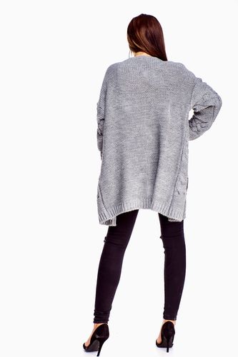 Sweter z grubym splotem - Szary U na Arena.pl