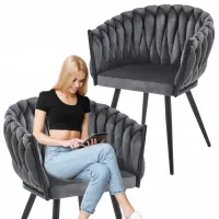 KRZESŁO WELUR TAPICEROWANE DO SALONU GABINETU JADALNI VELVET GLAMOUR LOFT