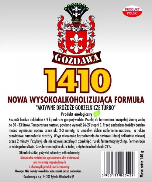 Drożdże gorzelnicze 1410 zdjęcie 2