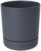 Doniczka okrągła Satina 15 z podstawką | Antracyt, Kształt Okrągły, Wymiary 15x16.8 cm, Kolor Antracyt, Form-Plastik