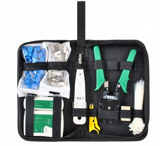 Tester RJ45 Zaciskarka Sieciowy Wciskacz Zestaw do Kabli Stripper Etui Wtyk zdjęcie 13